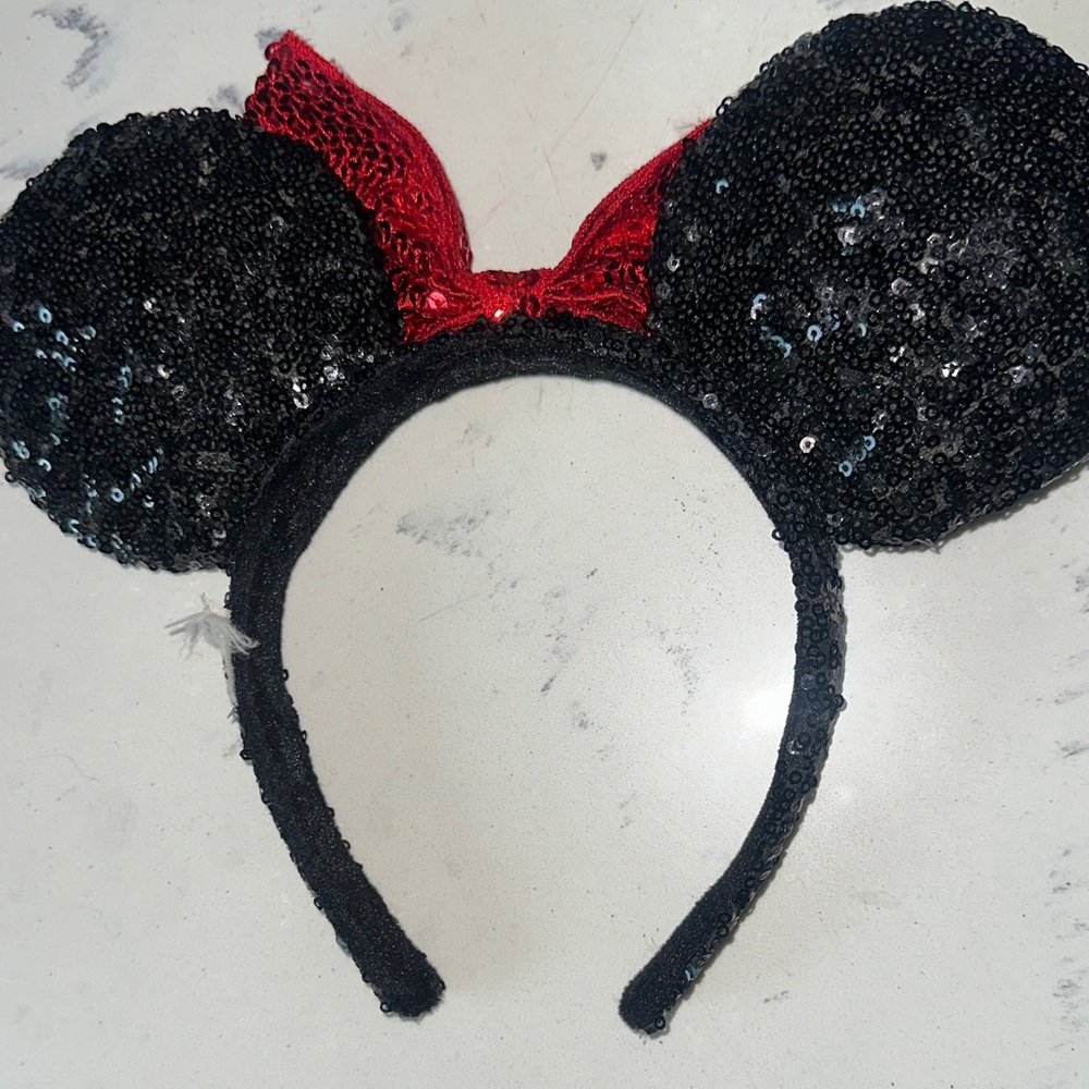 Disney 2 Pack Minnie Mouse Sequin Ears and Red Polka Dot Bow Headbands - Picture 2 of 7